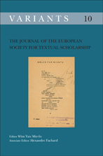 Variants: The Journal of the European Society for Textual Scholarship Cover